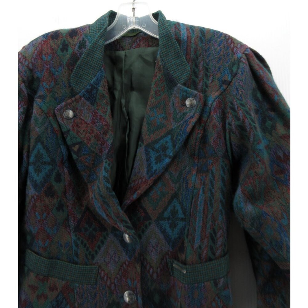 VINTAGE Geiger Blazer 38 Wool Geometric Southwestern Aztec Large - Picture 2 of 16